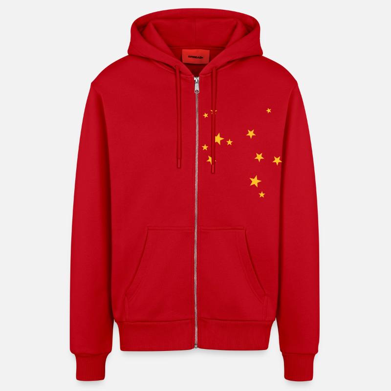 Sagittarius starsign - Organic Relaxed Hooded Jacket Made in EU - red