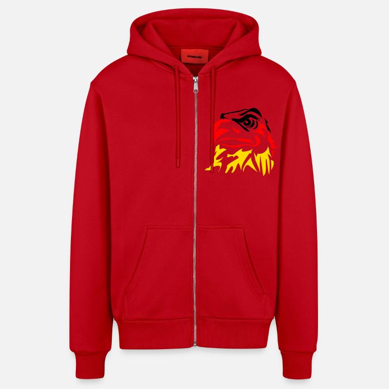 Aigle noir-rouge-or - Veste à capuche bio décontractée fabriquée en UE - rouge