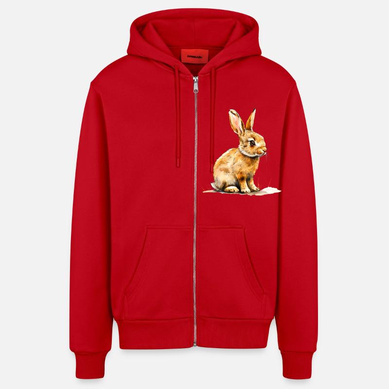 Feldhase oder Kaninchen? - Organic Relaxed Kapuzenjacke Made in EU - Rot