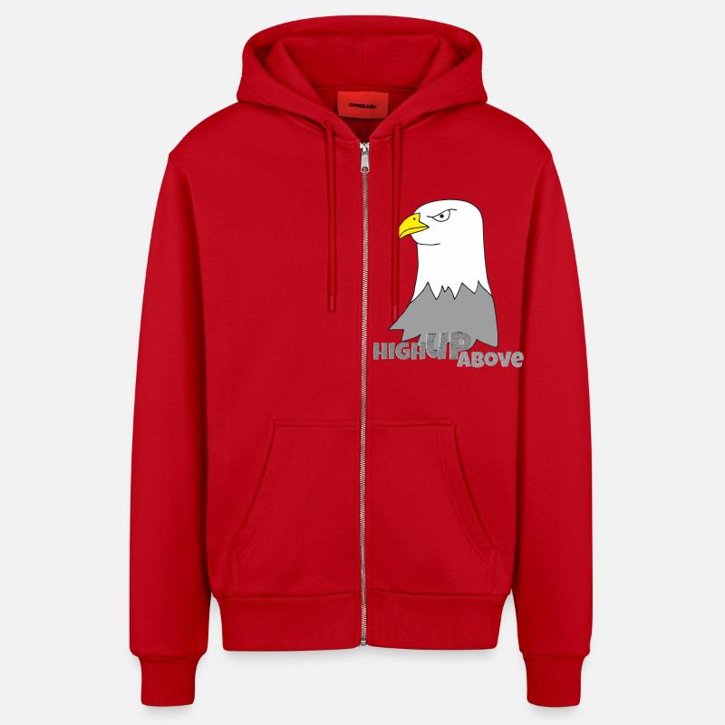 Aigle en hauteur - Veste à capuche bio décontractée fabriquée en UE - rouge