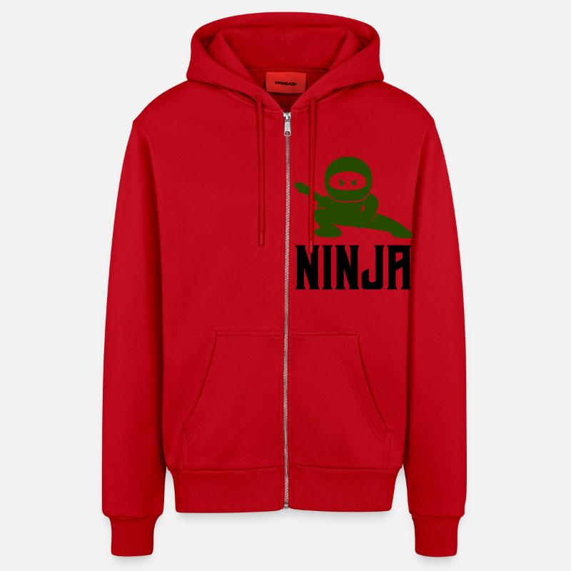 Bande dessinée Ninja - Veste à capuche bio décontractée fabriquée en UE - rouge