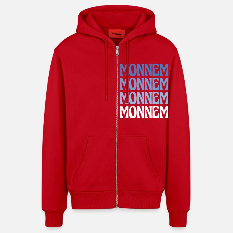 Monnem Mannheim Dialect Gift - Organic Relaxed Hooded Jacket Made in EU - red