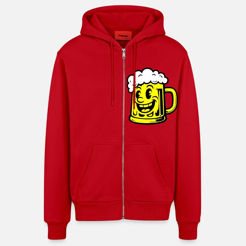 Bière Drôle Bande Dessinée - Veste à capuche bio décontractée fabriquée en UE - rouge
