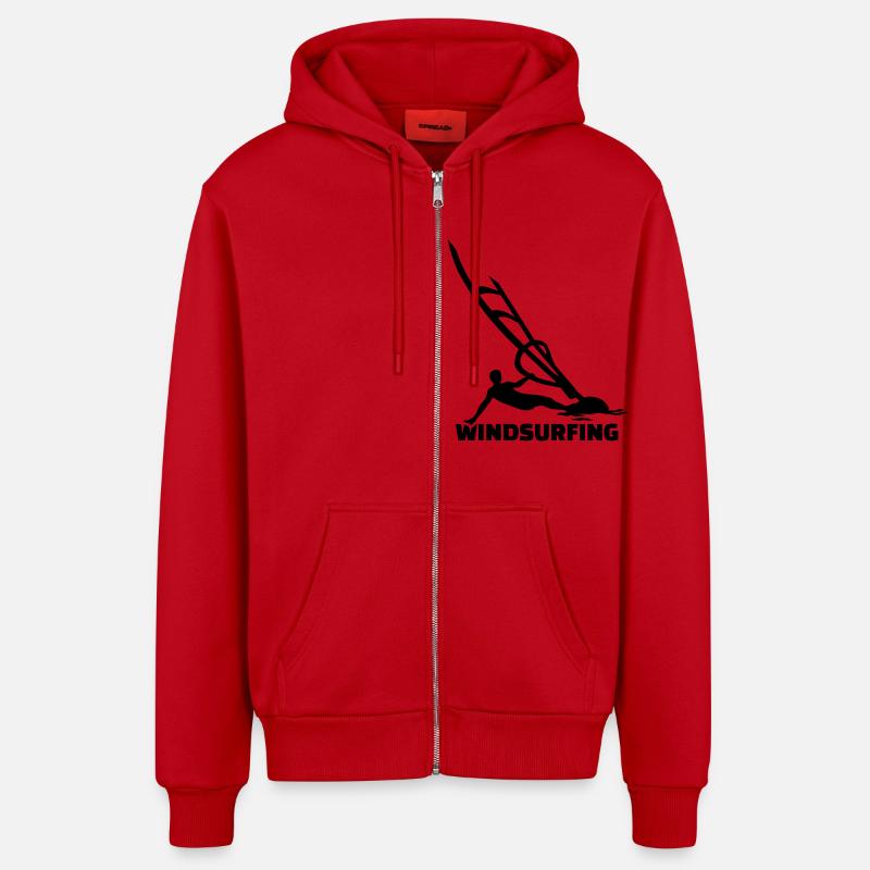 Windsurfing - Veste à capuche bio décontractée fabriquée en UE - rouge