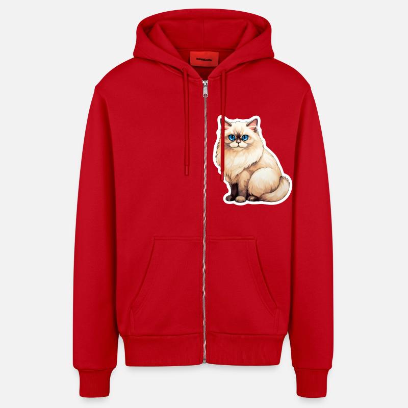 Chat Ragdoll - Veste à capuche bio décontractée fabriquée en UE - rouge