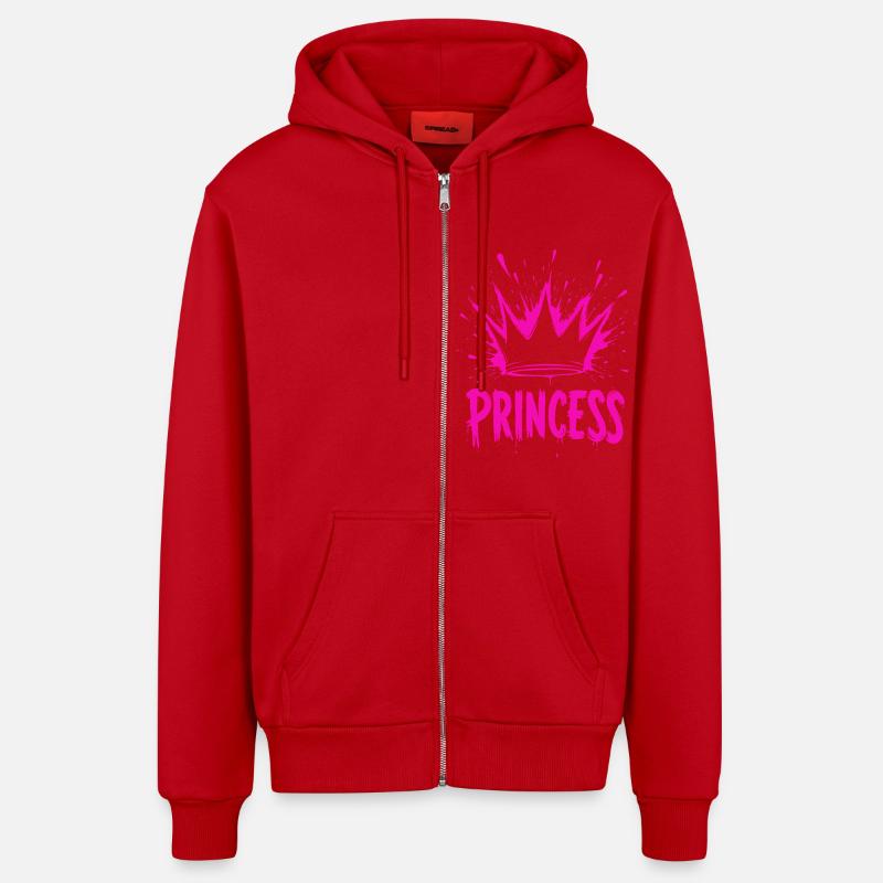 Princesse Crown Splash - Veste à capuche bio décontractée fabriquée en UE - rouge