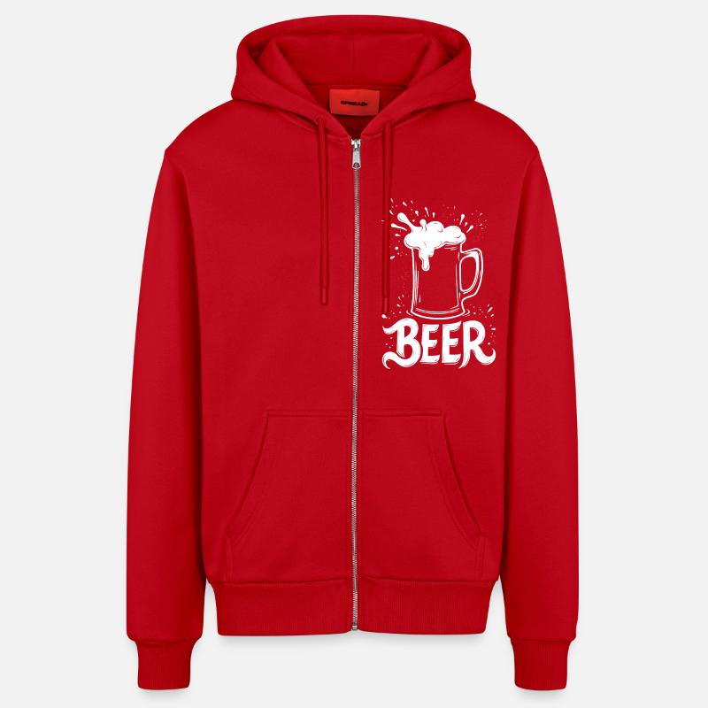 Chope à bière - Veste à capuche bio décontractée fabriquée en UE - rouge