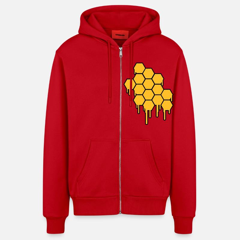 Honeycombs Pattern - Veste à capuche bio décontractée fabriquée en UE - rouge