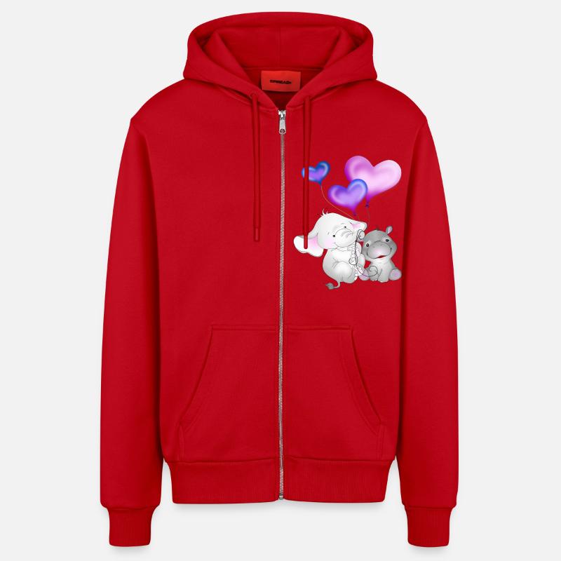 Ballon éléphant Hippopotame - Veste à capuche bio décontractée fabriquée en UE - rouge