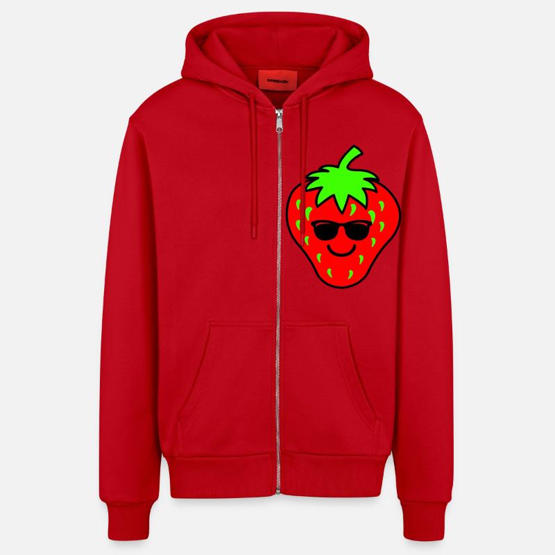 erdbeere cool - Organic Relaxed Kapuzenjacke Made in EU - Rot
