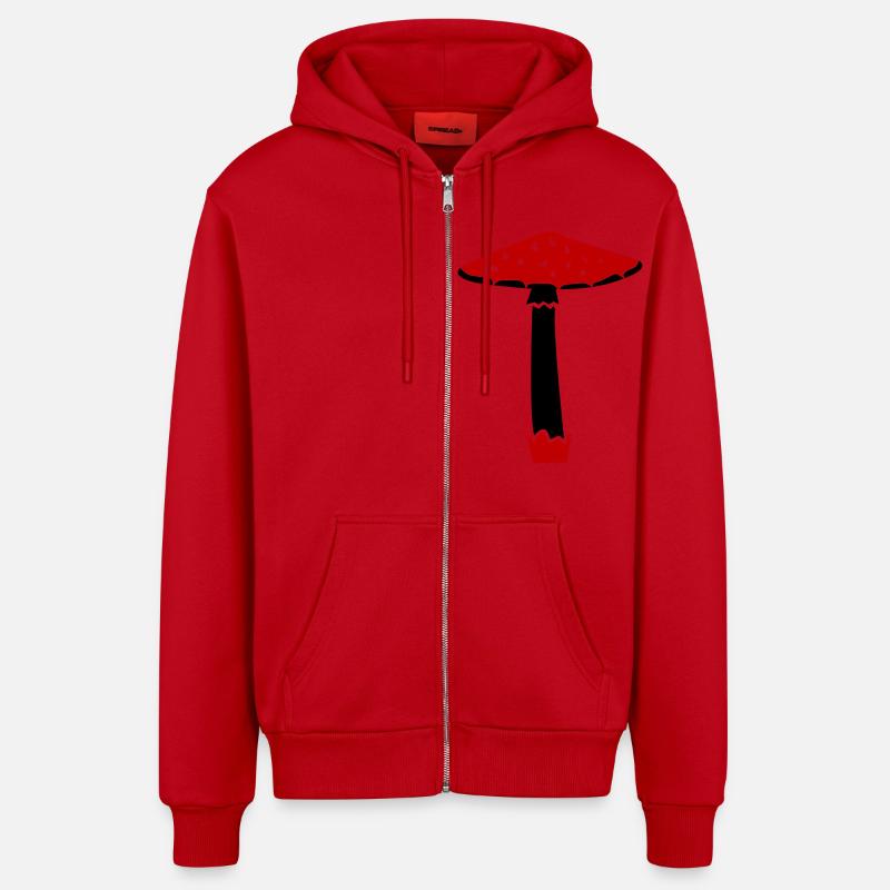 Pilz02 - Veste à capuche bio décontractée fabriquée en UE - rouge
