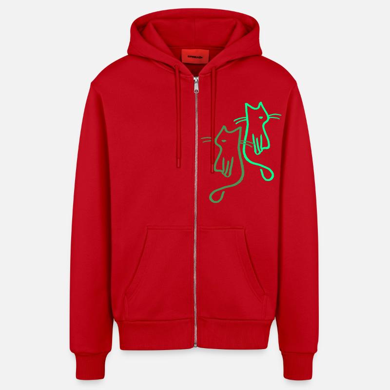 Chat Chat Cadeau Rétro - Veste à capuche bio décontractée fabriquée en UE - rouge
