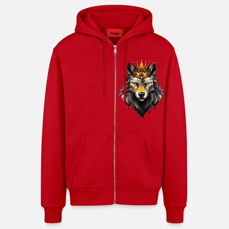 Couronne d’animal loup - Veste à capuche bio décontractée fabriquée en UE - rouge