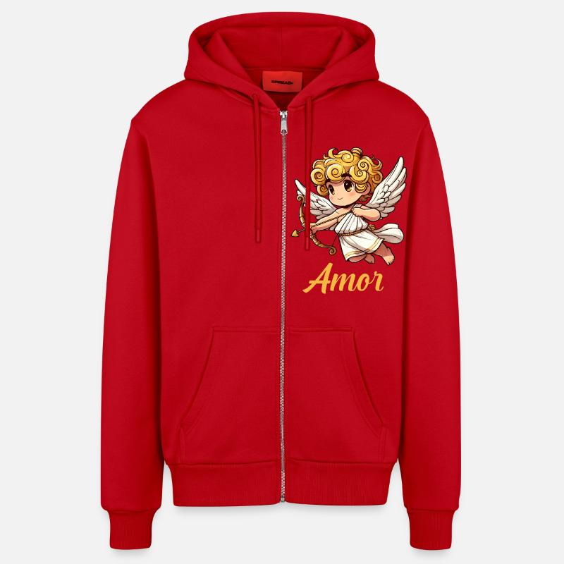 Engel Comic Amor - Organic Relaxed Kapuzenjacke Made in EU - Rot