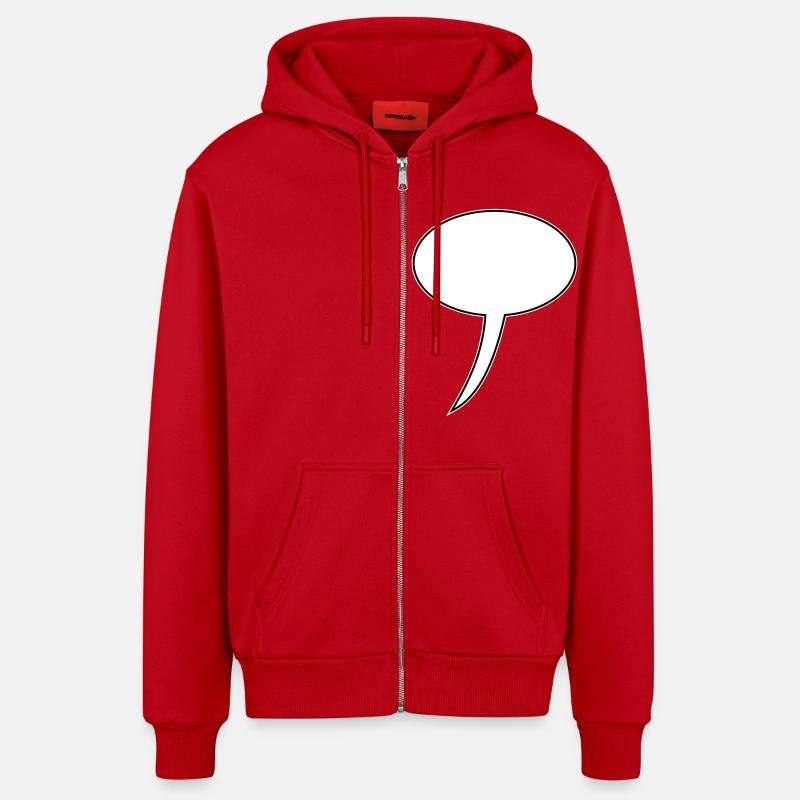 Speech Bubble Design Long - Organic Relaxed Hooded Jacket Made in EU - red
