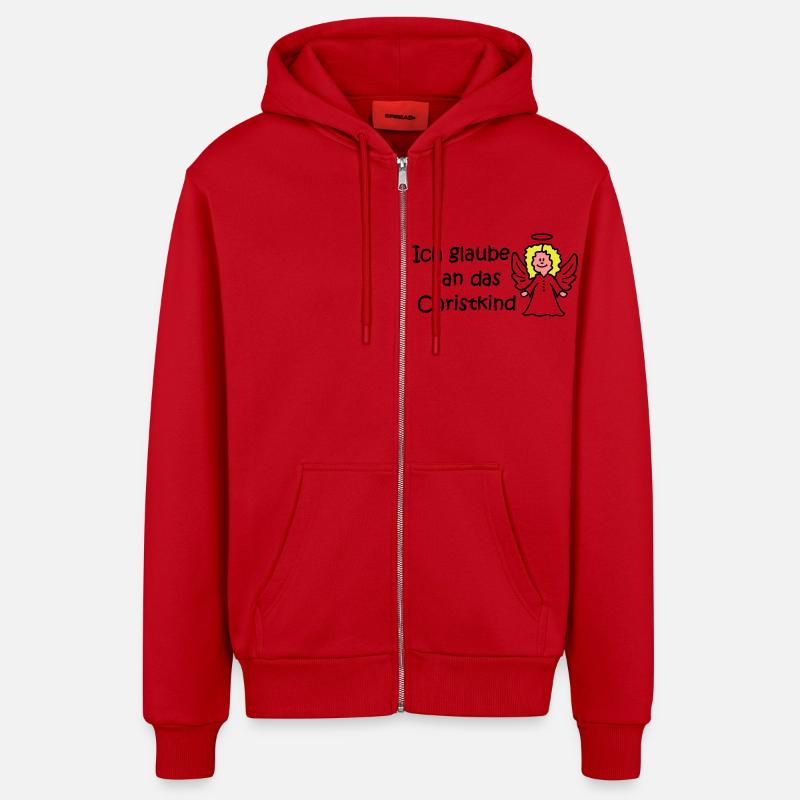Ich glaube an das Christkind - Organic Relaxed Kapuzenjacke Made in EU - Rot