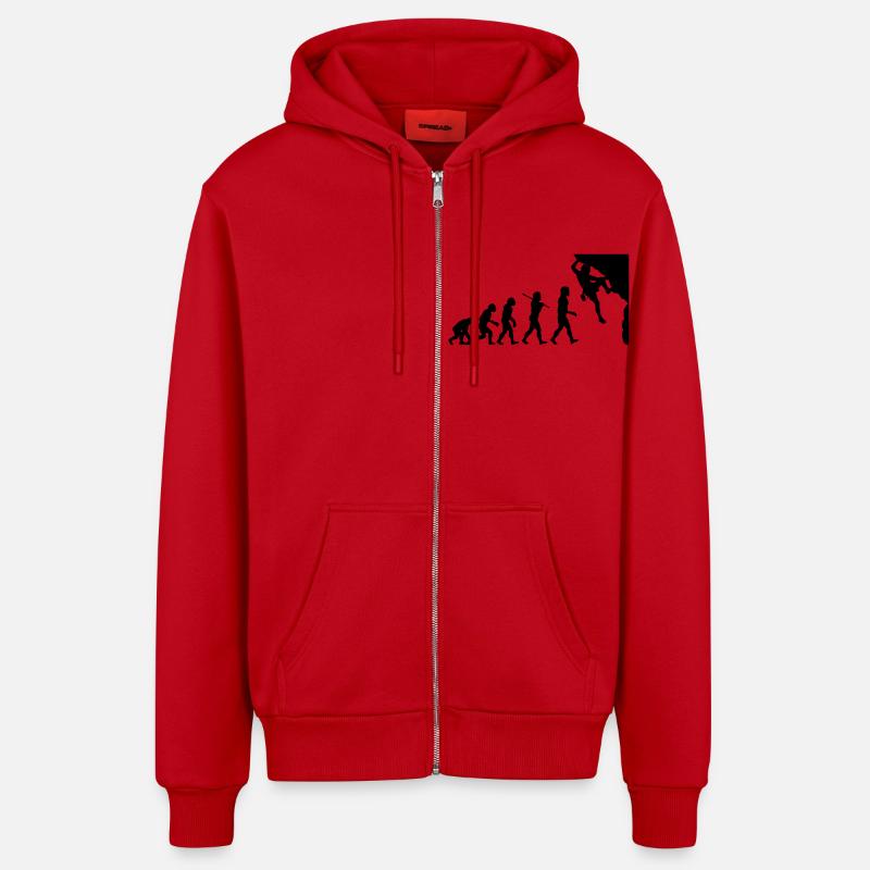 Rock Climbing Evolution - Veste à capuche bio décontractée fabriquée en UE - rouge