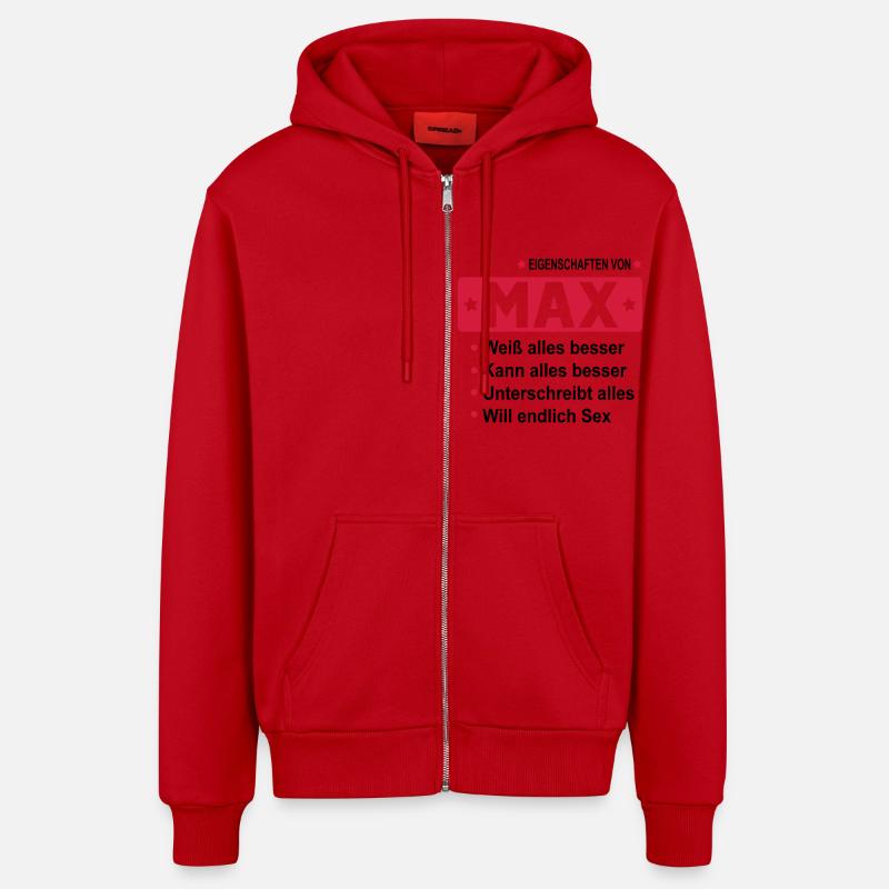 max - Organic Relaxed Kapuzenjacke Made in EU - Rot