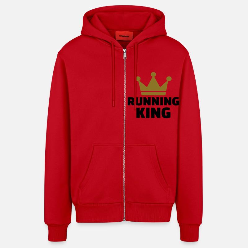 Running King - Veste à capuche bio décontractée fabriquée en UE - rouge
