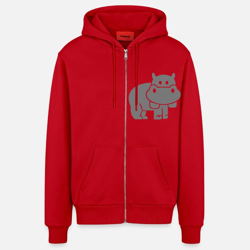 Hippopotame - Veste à capuche bio décontractée fabriquée en UE - rouge