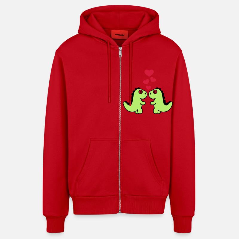 Dinosaure - Veste à capuche bio décontractée fabriquée en UE - rouge