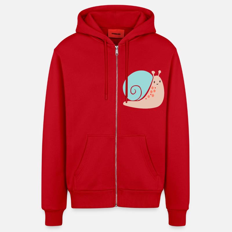 escargot - Veste à capuche bio décontractée fabriquée en UE - rouge
