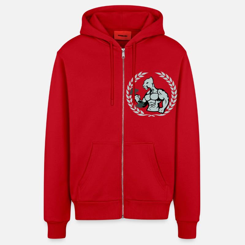 Carrossier Jaguar - Veste à capuche bio décontractée fabriquée en UE - rouge