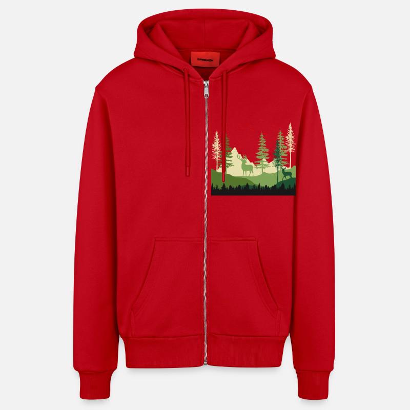 Escapade Sérénité en forêt - Veste à capuche bio décontractée fabriquée en UE - rouge
