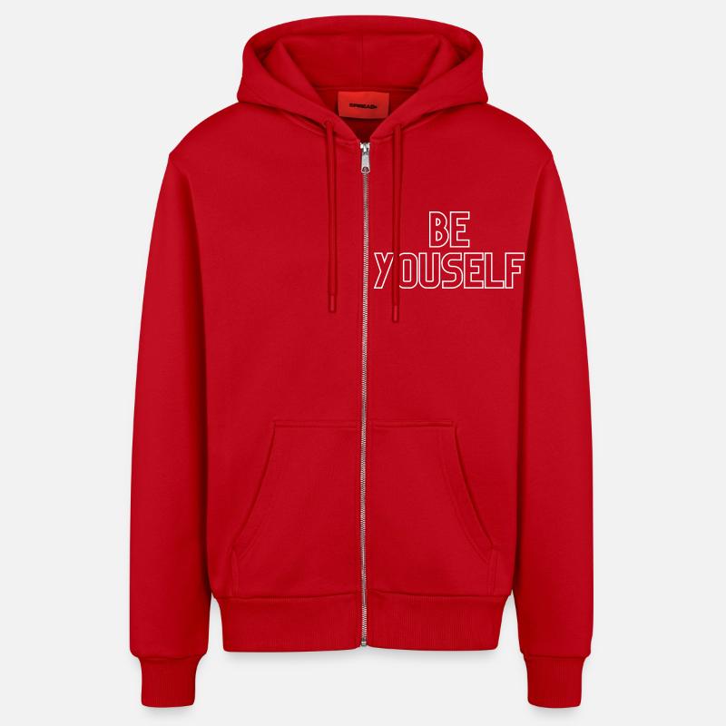 Sei du selbst - Organic Relaxed Kapuzenjacke Made in EU - Rot