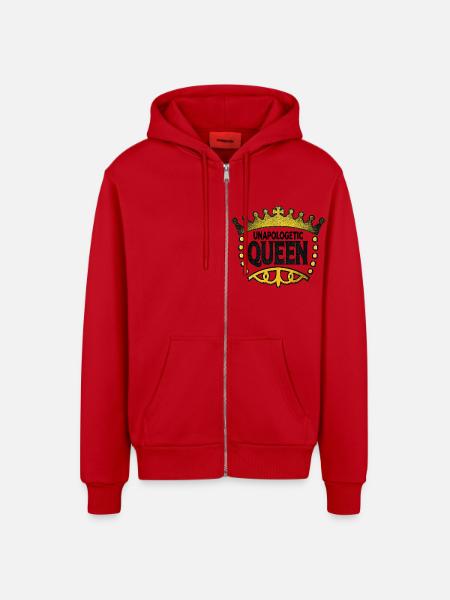 Unapologetic Queen - Organic Relaxed Hooded Jacket Made in EU - red