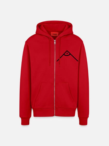 angle droit - Veste à capuche bio décontractée fabriquée en UE - rouge