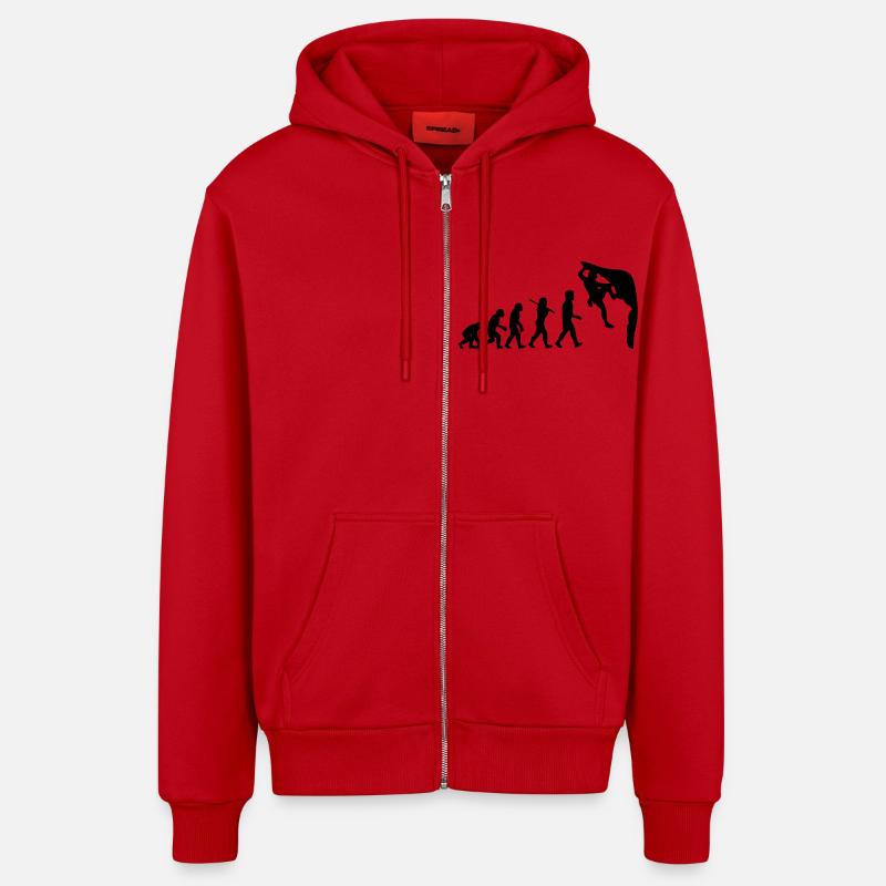 Humanoide Evolution - Organic Relaxed Kapuzenjacke Made in EU - Rot