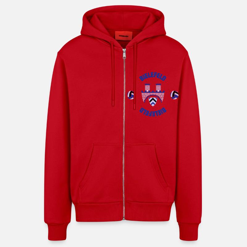 Bielefeld (ID: 001013) - Organic Relaxed Kapuzenjacke Made in EU - Rot