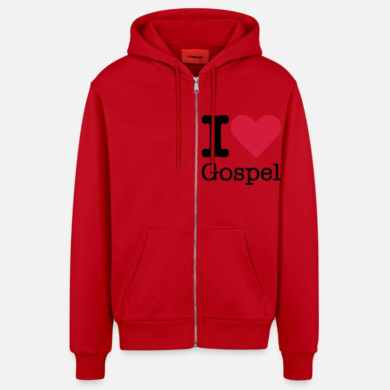 J'aime Evangile - Veste à capuche bio décontractée fabriquée en UE - rouge