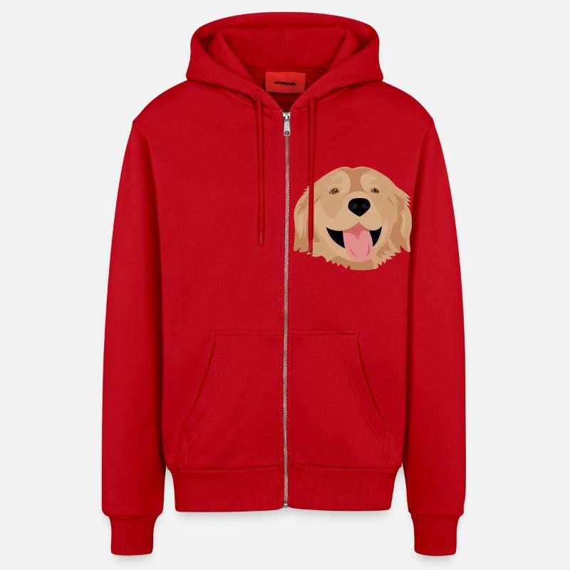 Golden Retriever - Veste à capuche bio décontractée fabriquée en UE - rouge
