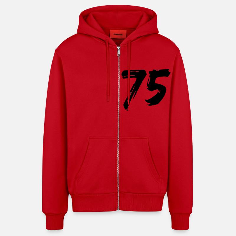 Brushed 75 - Organic Relaxed Kapuzenjacke Made in EU - Rot
