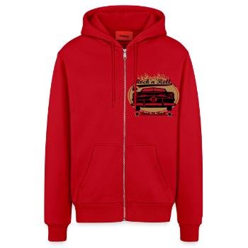 Né à Rock - Veste à capuche bio décontractée fabriquée en UE - rouge - Devant