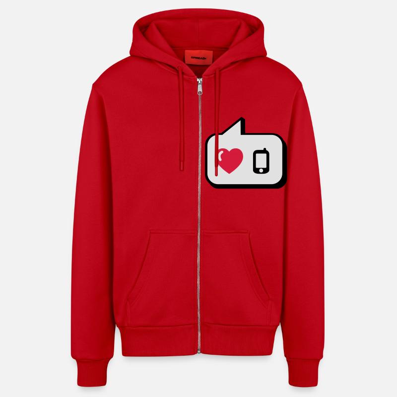 Ballon j'aime le téléphone - Veste à capuche bio décontractée fabriquée en UE - rouge