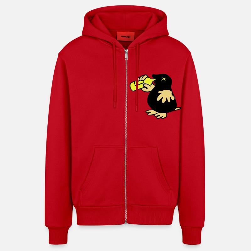 Mole Saufwurf - Veste à capuche bio décontractée fabriquée en UE - rouge