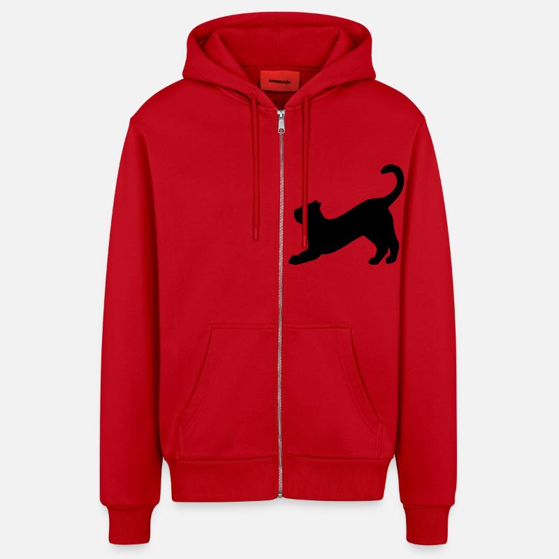 Chat - Veste à capuche bio décontractée fabriquée en UE - rouge