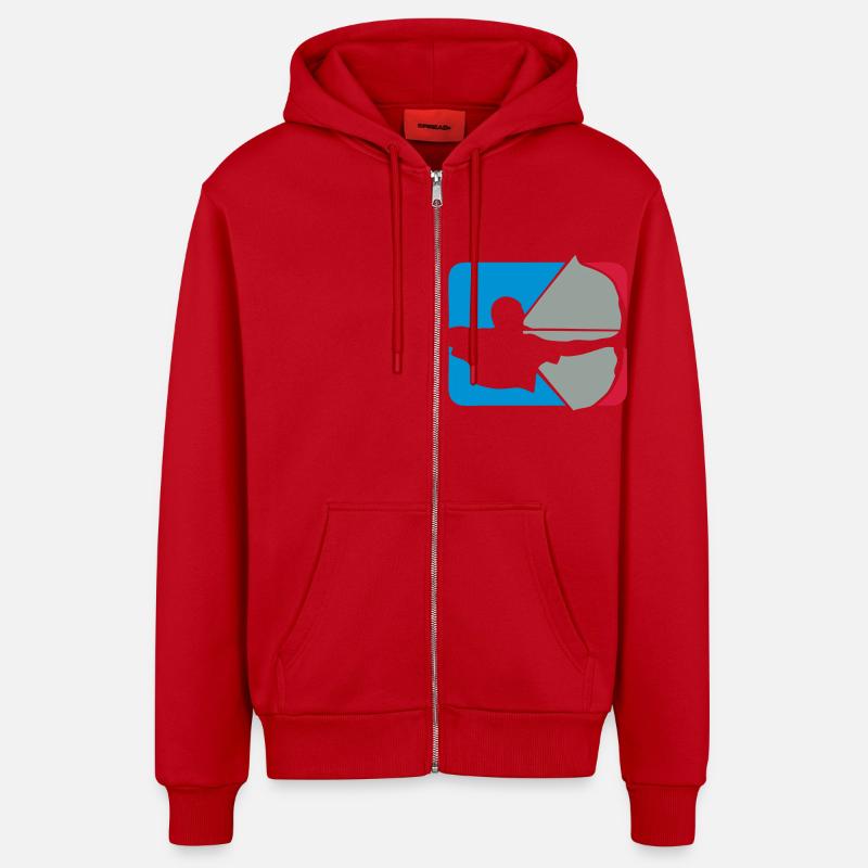 archery archery logo bogenschieben drapes - Organic Relaxed Hooded Jacket Made in EU - red