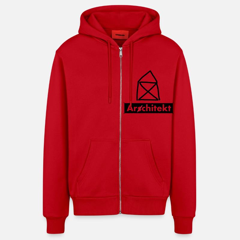 Ingénieur Architecte Arschitekt 2c - Veste à capuche bio décontractée fabriquée en UE - rouge