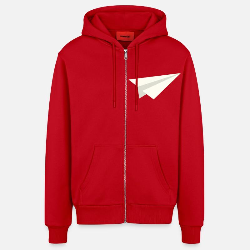 Classique d'avion de papier - Veste à capuche bio décontractée fabriquée en UE - rouge