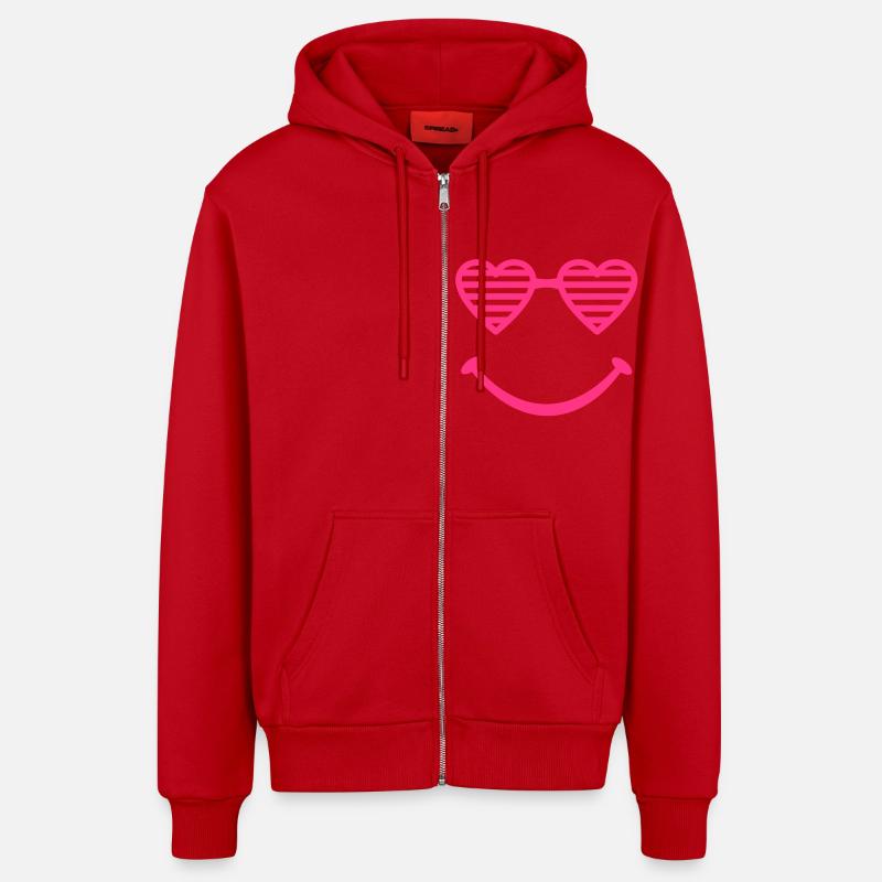 Nuances de coeur - Veste à capuche bio décontractée fabriquée en UE - rouge