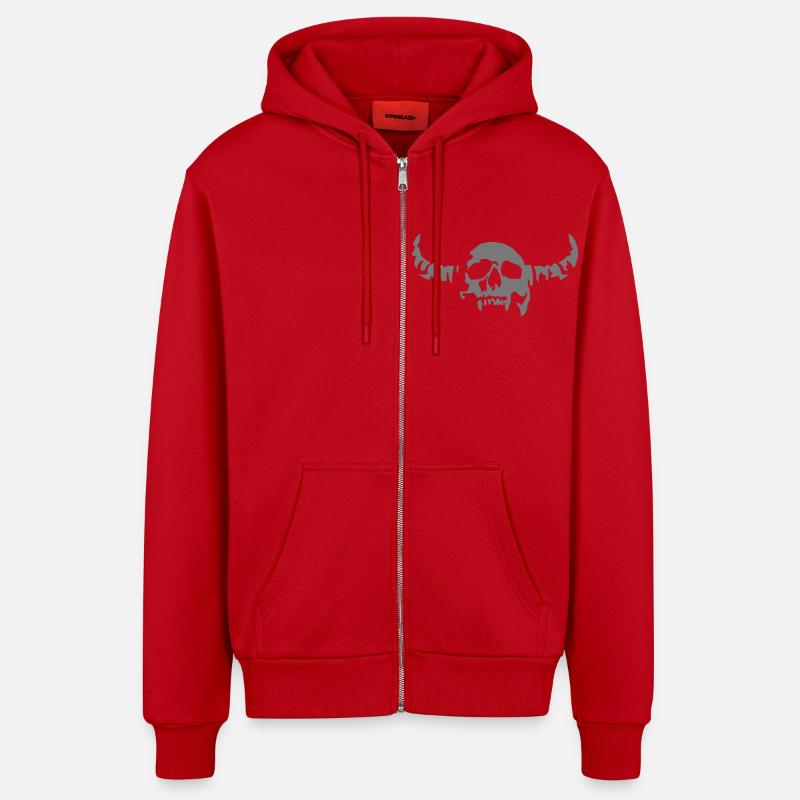 devil_skull_042013_a_1c - Veste à capuche bio décontractée fabriquée en UE - rouge