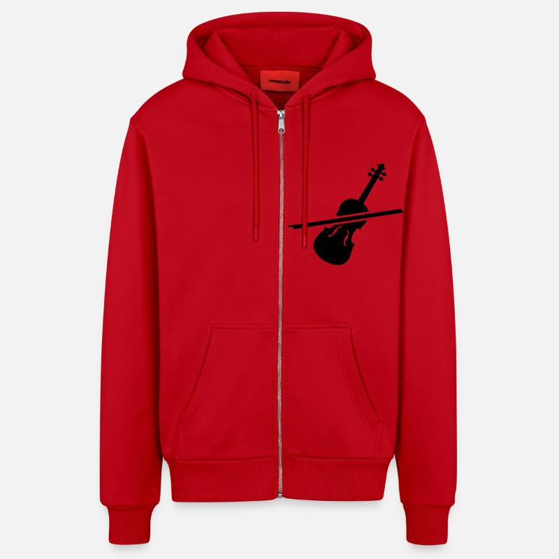 Violon - Veste à capuche bio décontractée fabriquée en UE - rouge