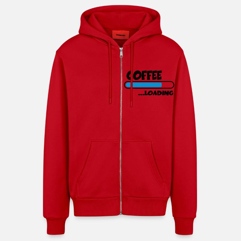 Coffee loading - Veste à capuche bio décontractée fabriquée en UE - rouge