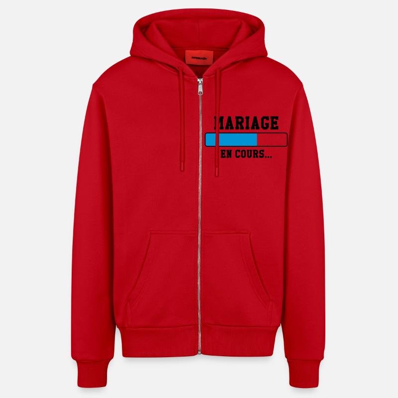 Mariage en cours ... - Veste à capuche bio décontractée fabriquée en UE - rouge