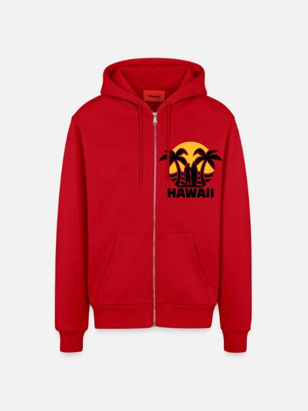 Hawaii - Organic Relaxed Hooded Jacket Made in EU - red