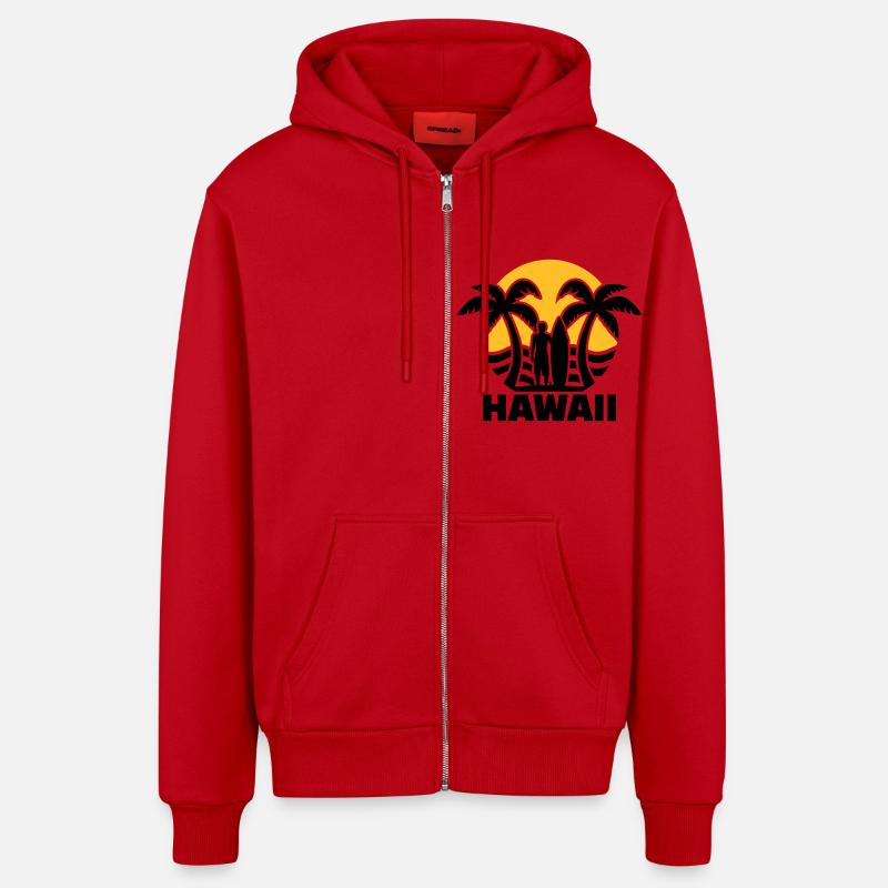 Hawaii - Veste à capuche bio décontractée fabriquée en UE - rouge